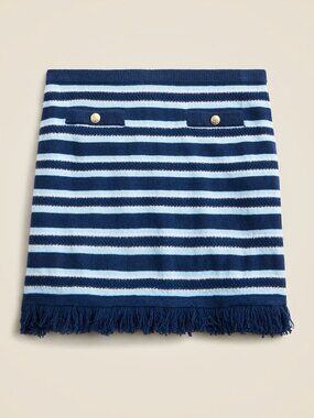 NWT J. Crew Cashmere fringe-trim sweater-skirt in stripe